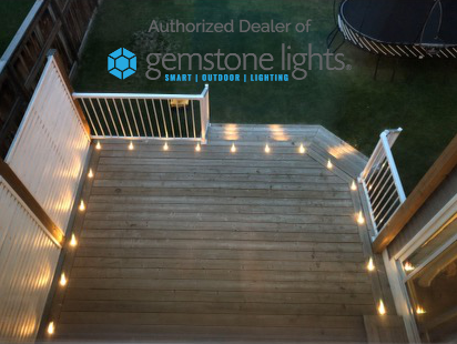 patio deck with deck lights